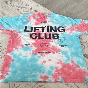 LSKD Vibrant Tie-Dye Lifting Club Tee - Pink and Blue